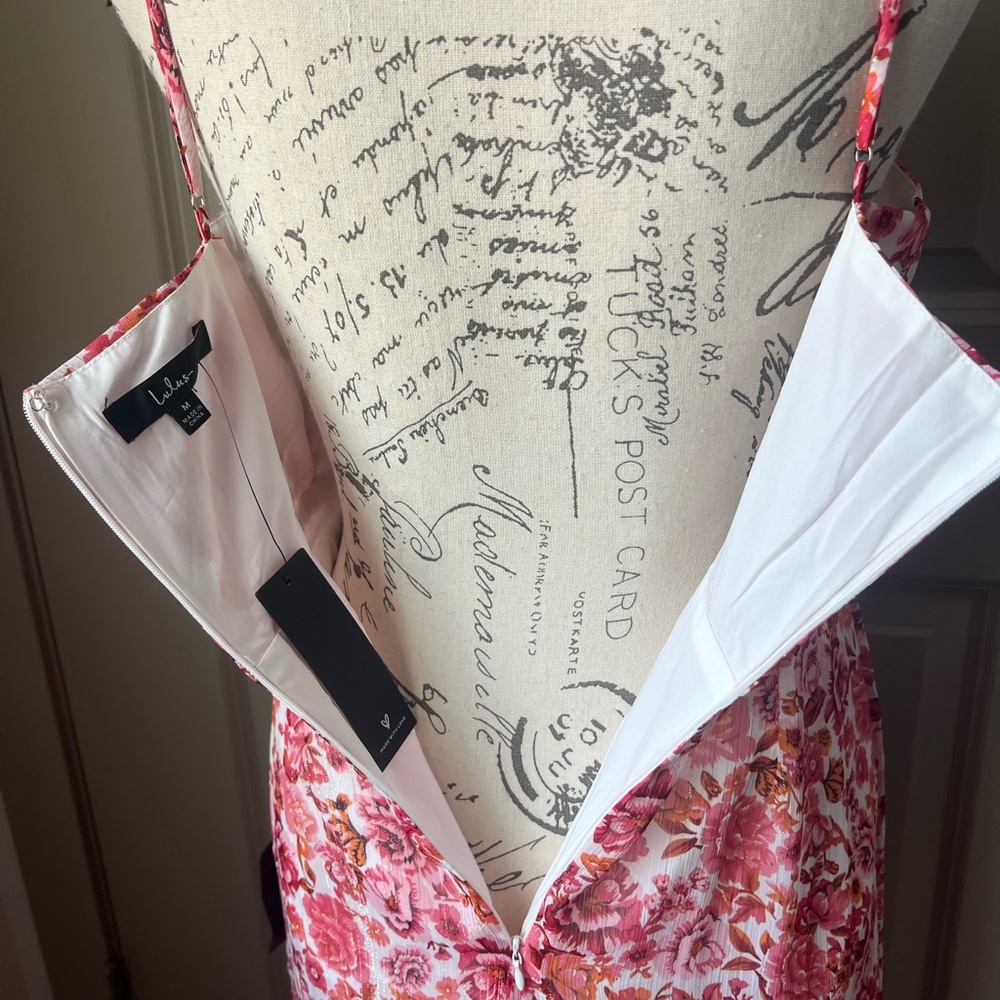 Lulu's Pink Floral High-Low Ruffle Slip Dress - Picture 10 of 12